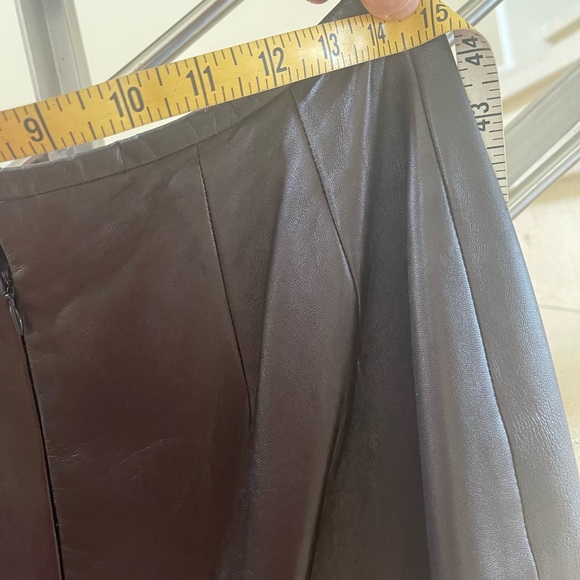 DONNA KARAN BROWN LEATHER SKIRT - Picture 6 of 15